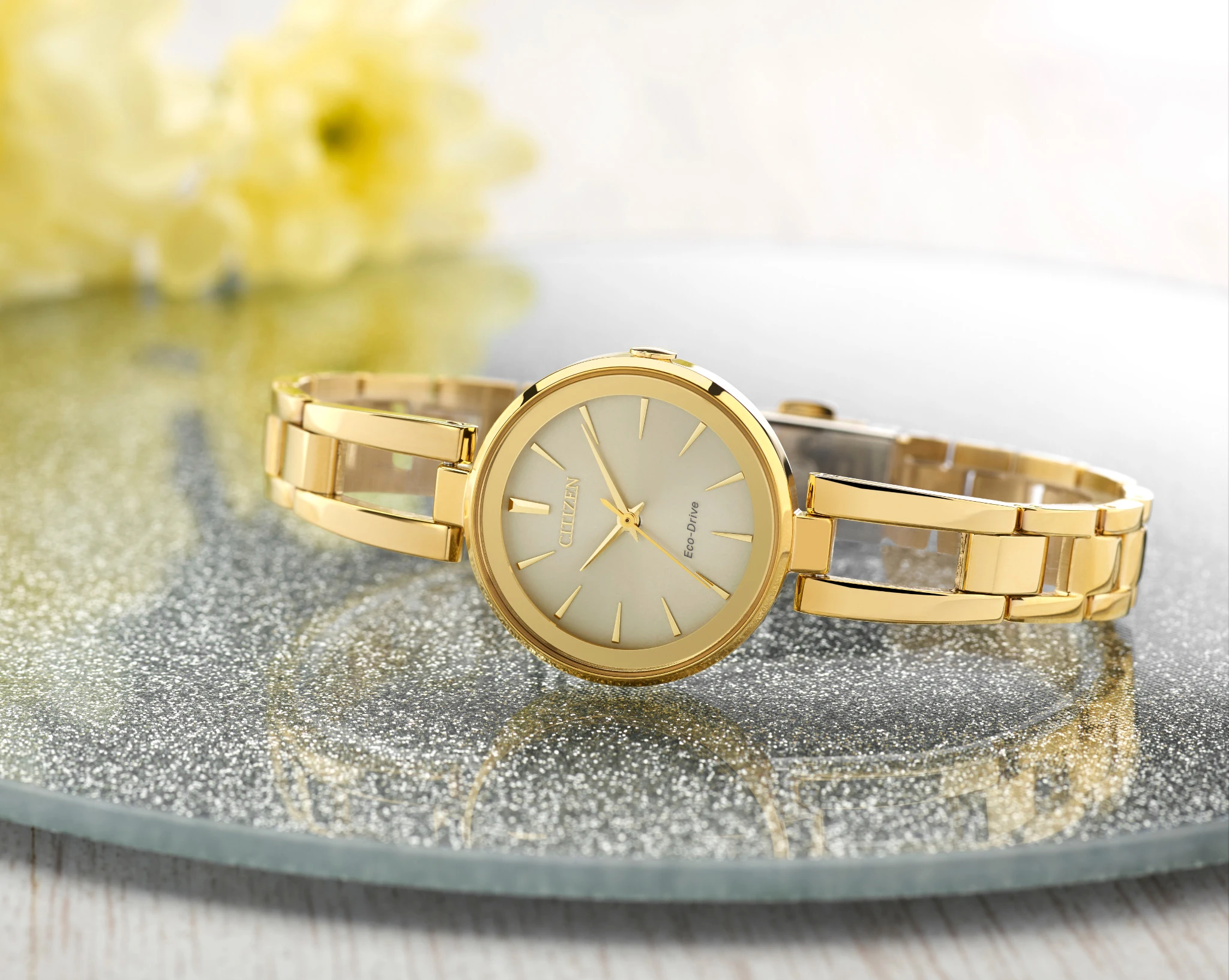 えみ Axiom - Ladies Eco-Drive EM0638-50P Champange Dial Watch